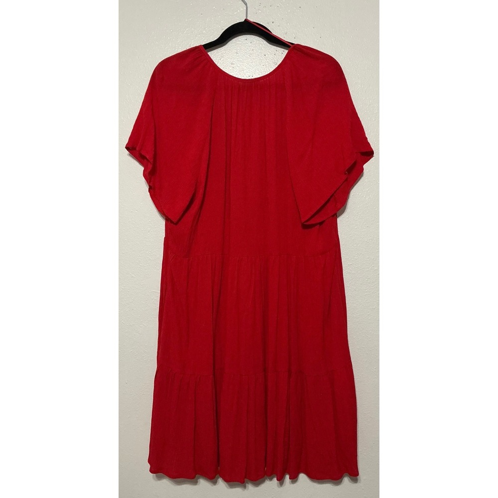 Knox Rose Boho Red Embroidered Tiered Dress Size Large Festival Cottagecore - Picture 2 of 10